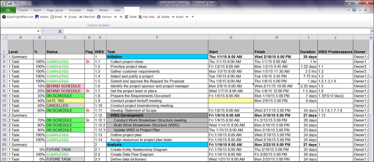 EasyProjectPlan | Excel Gantt Chart Template Planner Software | Sync Outlook Tasks, Calendar, Email, Microsoft Project. Excel Template. Excel To Do List 
