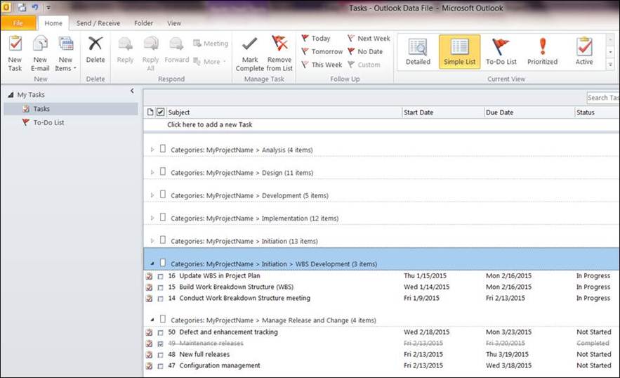 Outlook Tasks Gantt Chart