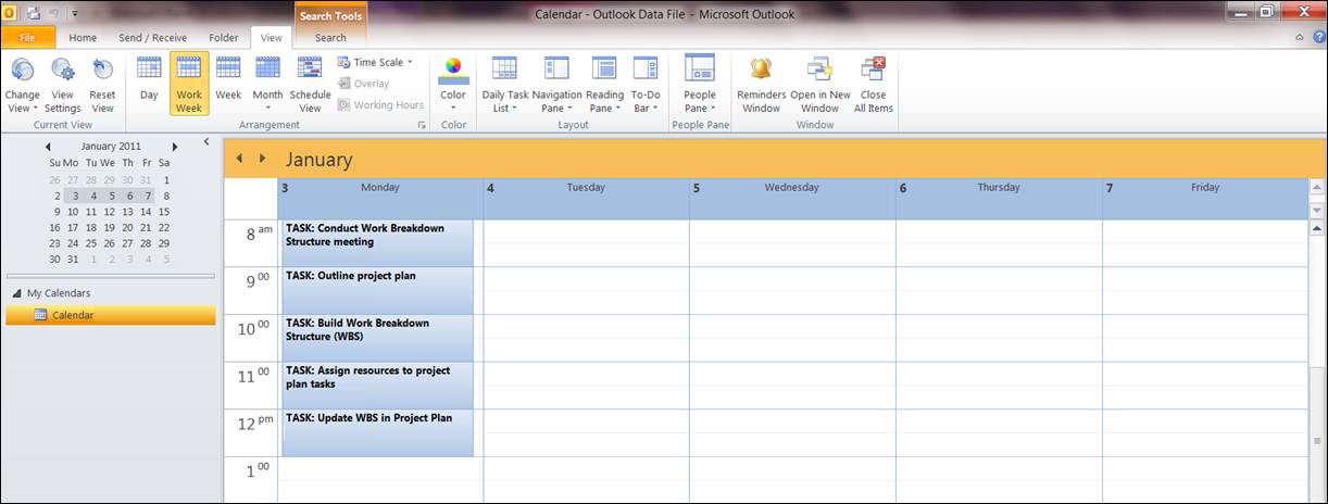 Outlook Gantt Chart